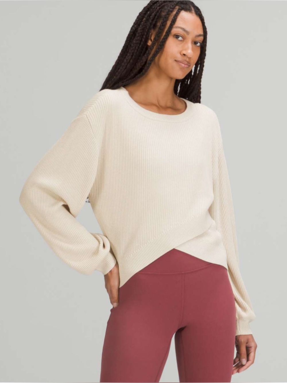 LULULEMON | Reversible Crossover Sweater in White Opal, Size 4